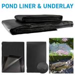 Heavy Duty Black Garden Pond Liner 200gsm + Underlay Large Small Fish Pool Sheet