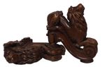 LARGE PAIR CARVED WOODEN MAHOGANY LION BRACKETS CORBELS GOTHIC 18th 19th CENTURY