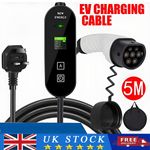 EV Charging Cable Type 2 UK Plug 3 Pin Electric Vehicle Car Charger Portable 13A
