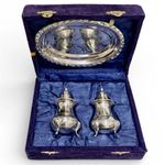 Vintage Silver Plated Cruet Set with Tray and Presentation Box