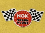 NGK Spark Plugs Original Vintage Chequered Flag Sticker
