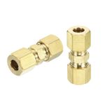 5Pcs 1/4" Tube OD x 1/4" Tube OD Brass Compression Tube Fitting Connector