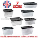 NEW Great Value Strata Curve Clear Plastic Storage Box Boxes with Lids - 7 Sizes