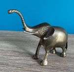 Brass Lucky Elephant Figurine with Upturned Trunk  Made in India 11cm