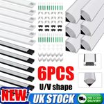 6 Pack LED Aluminium Channel Profile 3.3ft Extrusion Diffuser Strip Lights Cover