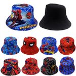 Boys Spider Man Sun Hat Double Side Bucket Hats Summer Beach Holiday Hat Outdoor