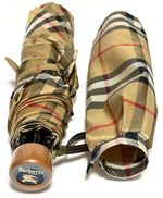 Burberry folding umbrella Nova Check pattern unisex wooden handle used