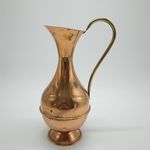 Vintage Lined Copper 12" Tall Ewer Style Pitcher Jug with Handle