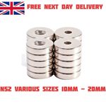 N52 Magnets Countersunk Various 10-20mm Hobby DIY Industrial Strong Magnets
