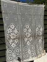 Antique c1930s Arts & Crafts Cream Cotton Scottish lace panel sample 34”/44”