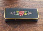 Vintage 1940's Handbag Mirror, Floral Case & Comb