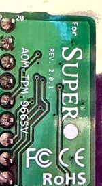 Supermicro AOM-TPM-9665V TPM 2.0 Module 20-Pin Vertical Trusted Platform