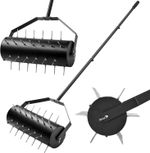Lawn Aerator Roller Garden Rolling Lawn Grass Spikes 6cm long, 141cm Detachable