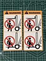 Forklift Mast Machinery Safety Warning Decal x2 - No Climbing Standing Stickers