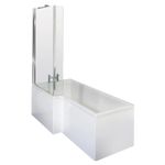 Balterley 1500 mm Left Hand L Shape Shower Bath Bundle & Tub, Curved 6 mm Safety