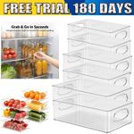 6 Pack Clear Fridge Organiser Cupboard Fruit Veg Rack Box Storage Holder Tray uk
