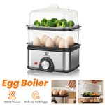 SUPERLEX 2 Tiers Egg Boiler Food Steamer Egg Cooker Egg Poacher Hard/Soft Boiled