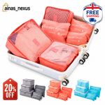 6pcs Travel Packing Cubes Set Waterproof Luggage Organiser Bags Clothes Storage