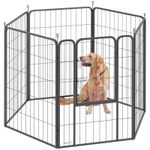 PawHut Six-Panel Dog Playpen with Door, for Indoor, Outdoor, 100cm Tall