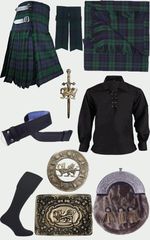 Scottish Tartan kilt Outfit: Men's 10 Pieces Wool Welsh Style Wedding kilt set.