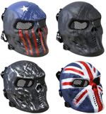 Airsoft Full Face Mesh Mask Skull Tactical Gear Face Protection Adjustable BB
