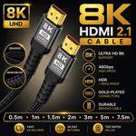 8K HDMI Cable 2.1 Gold Plated Ultra High Speed 48Gbps 8K 60Hz 4K 120Hz HDR eARC