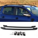 Fits Ford Ranger T6 T7 Double Cab 2012-19 Roof Rails Rack Bars Pair Alum Black