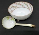 Nippon Porcelain Condiment Bowl w/ spoon Japanese  collectible