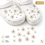 18PCS White Daisy Pearl Shoe Charms Set DIY Hole Shoe Accessories Decorations