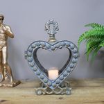 Embossed "Blue & Gold" Love Heart Candle Holder