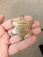 Metal Sheriff Star Badge Gold Finish 6cm Western Collectible Costume Prop