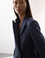 Marks & Spencer Womens Navy Poly blend Double Breasted Blazer - M&S