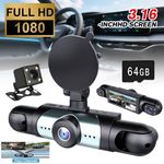 4 Channel Dash Cam 360° Front Rear Inside DashCam, FHD 1080P Car Camera 64GB！