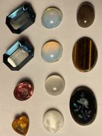Job lot of 11 Gem Stones 10-20mm Faceted Cabochons Oval Flat - some used before