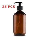 500ml x 25 PCs Amber PET Bottle with Black Lotion Pump - 25 pieces