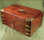 ANTIQUE CAMPAIGN WRITING SLOPE SOLID MAHOGANY SECRET SIDE DRAWERS TOULMIN & GALE