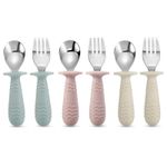 6 Pack Toddler Cutlery Set| Baby Fork and Spoon Blue Pink White