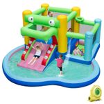 5-in-1 Crocodile Water Park Inflatable Bounce House with Slide & Splash Pool