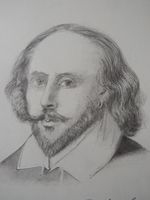 Pencil drawing William Shakespeare The Chandros portrait after  John Taylor