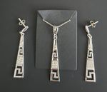 Stunning 925 Silver 22in Chain & Greek Key Pendant Plus Matching Stud Earrings