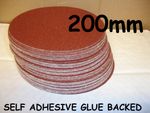 200mm 8 inch 8" Self Adhesive Sanding Discs PSA 40 - 240 Grit Sticky Backed Pad