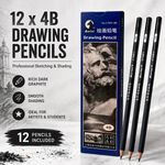 12x Drawing Sketching Pencils 4B Graphite Lead Shading Professional Art Supplies