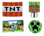 PIXELS b minecraft - 12" Lightshade, Touch Lamp, Wall Art, Wall Clock or Bundle