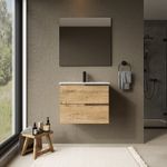 Celtic 600mm Wall Hung Bathroom Vanity Unit with Athena Basin-  Ostippo Oak