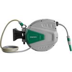 Wall Mounted Garden Hose Reel Retractable Pipe Auto Rewind System 180° Swivel