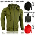 Motorbike Safety Protection CE Armoured Fleece Hoodie Jacket Zip Pockets Summer