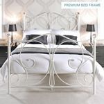 4ft6 Double Bed Frame Black or White Deluxe Metal Bed  Easy Assembly  Reinforced
