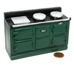 Dolls House AGA Cooker Oven Unit Non Working Green 1:12 Scale Furniture tumdee
