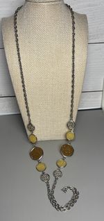 VINTAGE SARAH COVENTRY TASTE OF HONEY STAINED GLASS LOOK NECKLACE 36”