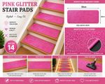 Set Of 14 Luxury Pink Glitter Staircase Pads 50cm x 20cm Felt Backed Stairs Pad